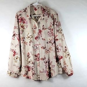 NWOT Beach Lunch Lounge Long Sleeve Button Down Blouse Size XL/TG
